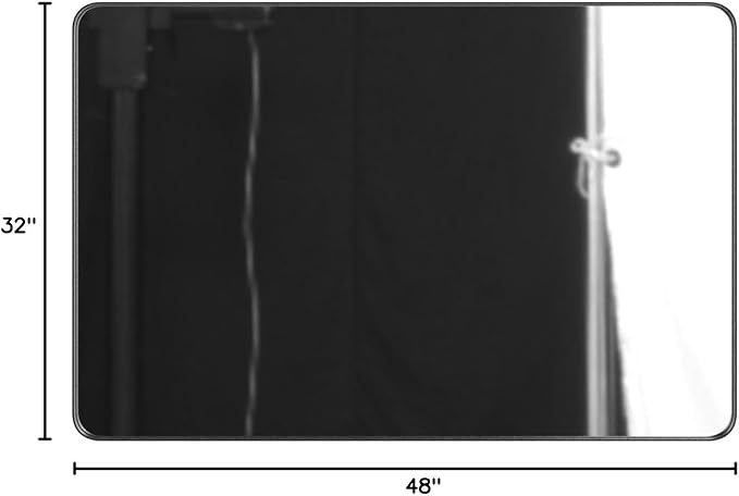 LOAAO 48X32 Inch Black Metal Framed Bathroom Mirror for Wall, Matte Black Bathroom Vanity Mirror Farmhouse, Large Rounded Rectangle Mirror, Anti-Rust, Tempered Glass, Hangs Horizontally or Vertically