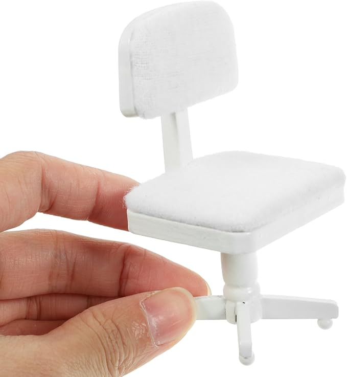 1 Set Miniature Office Desk: Dollhouse Computer Desk Mini Toys for Crafts - Tiny House Wood Computer Model Miniature Office Furniture Ornament for Kids Doll House(White)