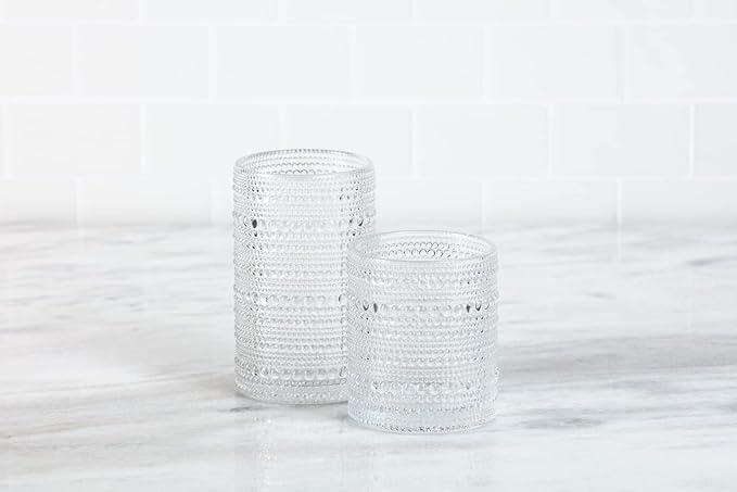 Fortessa Orbetto Outdoor Hobnail Plastic Drinkware Collection, DOF Beverage Cocktail Glass 4 Pack, 10.5 Ounce, Clear