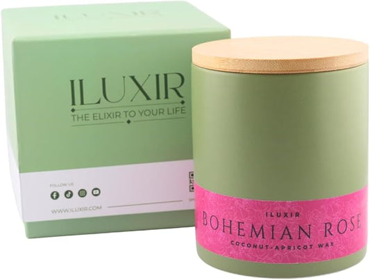 Bohemian Rose Scented Candles – 13 oz Natural Coconut Wax Candle for Home, Office, Relaxation & Gifting – Eco-Friendly, Long Burning Decorative Candle with Luxury Gift Box