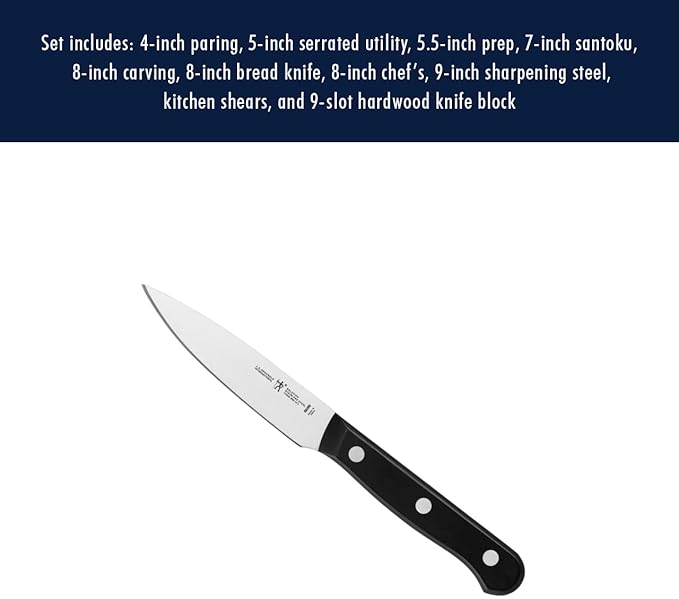 HENCKELS Solution Razor-Sharp 10-pc Knife Set, Chef Knife, Bread Knife, German Engineered Informed by 100+ Years of Mastery, Black/Stainless Steel