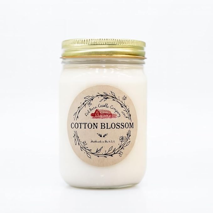 Cotton Blossom Aromatherapy Candle 12 oz | 100% All-Natural Soy Wax & Essential Oil Infused | 60+ Hour Burn Time | Pet Safe + Smoke Odor Eliminating | Handmade in U.S.A. | Non-Toxic Candles