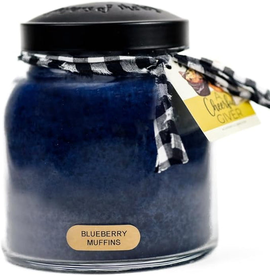 A Cheerful Giver — Blueberry Muffins - 34oz Papa Scented Candle Jar with Lid - Keepers of the Light - 155 Hours of Burn Time, Gift for Women, Blue