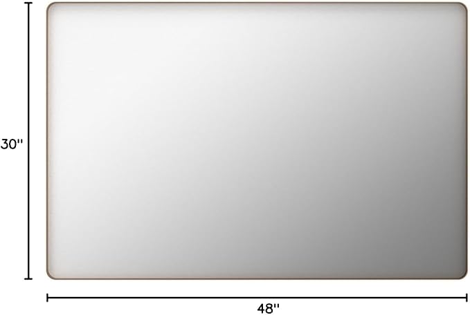LOAAO 48”X30” Gold Bathroom Mirror, Rounded Rectangle Gold Frame Mirror, Brushed Gold Bathroom Vanity Mirror Wall-Mounted, Anti-Rust, Tempered Glass, Hangs Horizontally or Vertically