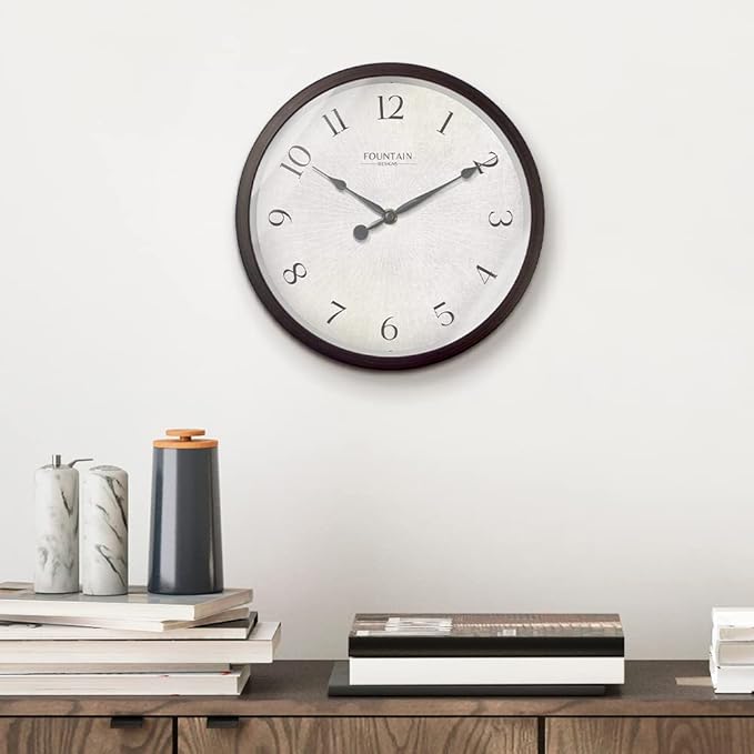 10 Inch Small Modern Farmhouse Wall Clock, Non Ticking Silent Clock for Bedroom, Modern and Vintage Style (Oil Rubbed Bronze)