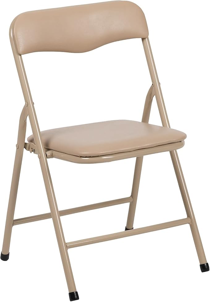 Flash Furniture Mindy Kids 5-Piece Folding Square Table and Chairs Set for Daycare and Classrooms, Children's Activity Table and Chairs Set, Tan
