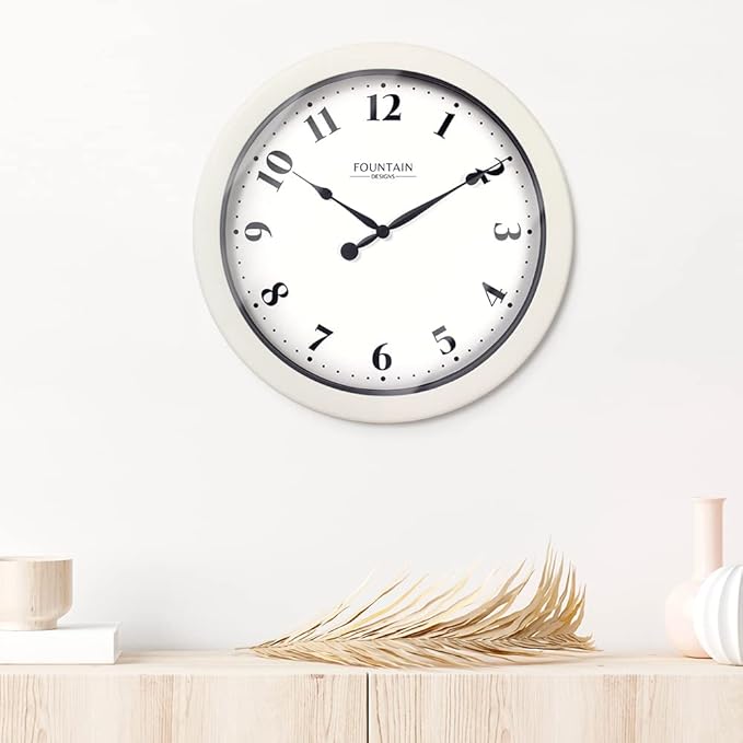 10.4" Small Modern Indoor/Outdoor Wall Clock, Waterproof & Weatherproof Clocks for Bathroom, Porch, Patio and Pool Decor,Snowberry White