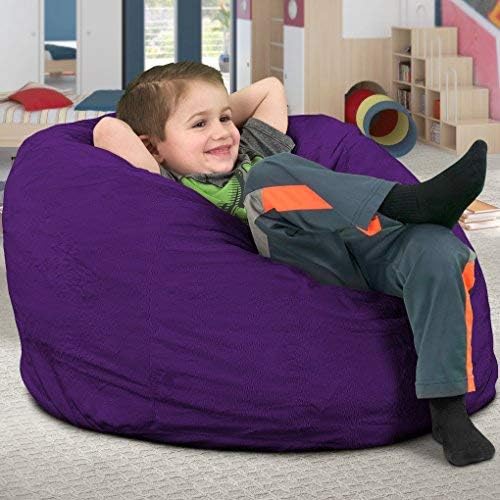 Ultimate Sack Kids Bean Bag Chair, Oversize Bean Bag Chair for Adults, Comfy Chair Bean Bag Couch Lounge Sofa Loveseat Furniture | Purple Suede