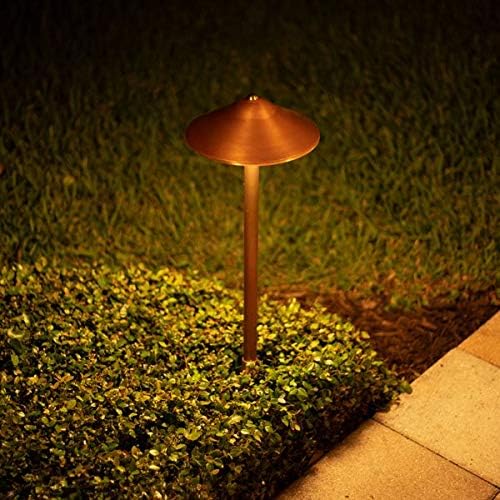 VOLT Max Spread 12V Solid Copper Path Light (25" Tall, 9" Shade) with 3W 2700K Warm White G4 LED Bulb for Low Voltage Landscape Lighting on Outdoor Pathway, Walkway, Garden, Driveway or Patio