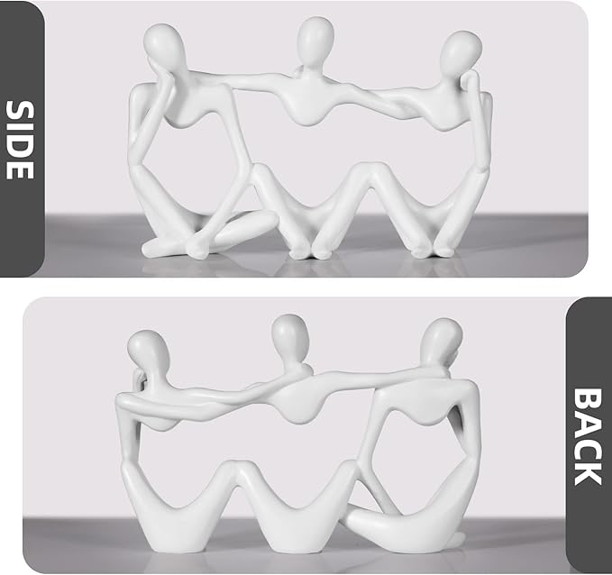 Thinker Statue Gold Decor Abstract Art Sculpture, Golden Resin Collectible Figurines for Home Living Room Office Shelf Decoration,Great Gifts Ideas (Conjoined Body-White)