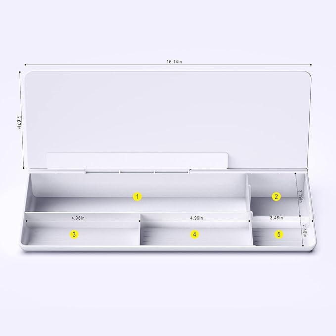 TOWON Small Tilted Desktop Glass Whiteboard, Notepad Computer Keyboard Stand with Dry Erase Board Surface, Desk Organizers with Accessories for Office, Home, School Supplies, White, 17 x 6 Inches