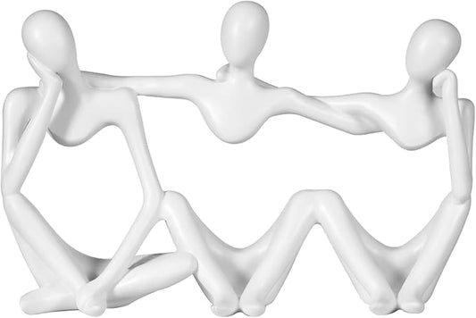 Thinker Statue Gold Decor Abstract Art Sculpture, Golden Resin Collectible Figurines for Home Living Room Office Shelf Decoration,Great Gifts Ideas (Conjoined Body-White)