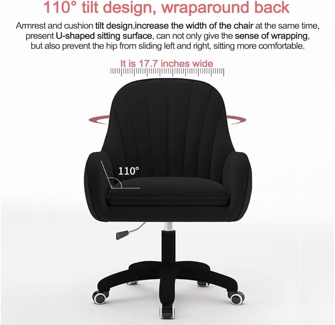 Home Office Chair Computer Chair with Mid-Back Upholstered Modern Tufted Computer Task Chair Swivel Height Adjustable Velvet Accent Chair Suitable for Bedroom, Study