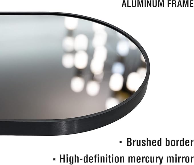 OGCAU Full Length Mirror, 76"x34" Arched-Top, Hanging or Leaning, Floor Length Full Body Standing Mirror, Wall Mounted with Aluminum Frame for Living Room (Black)