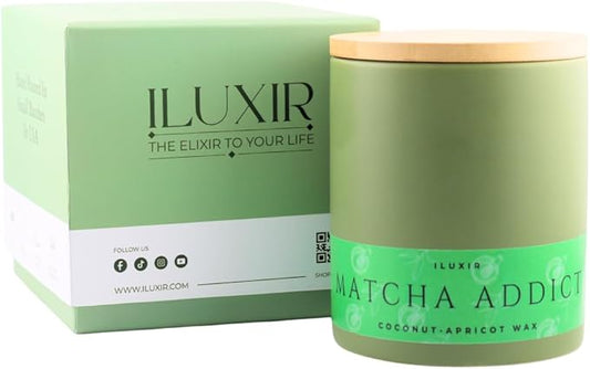 Matcha Scented Candle – Clean Burning Coconut Wax | Green Tea, Citrus & Sandalwood Vegan & Non-Toxic Candle for Relaxation & Gifting | Hand-Poured in USA (13 oz Jar with Luxury Gift Box)