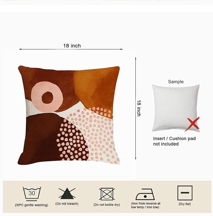 Jartinle Burnt Orange Abstract Throw Pillow Covers 20x20 Set of 4 Boho Geometric Pillow Covers Accent Minimalist for Couch Outdoor Decor