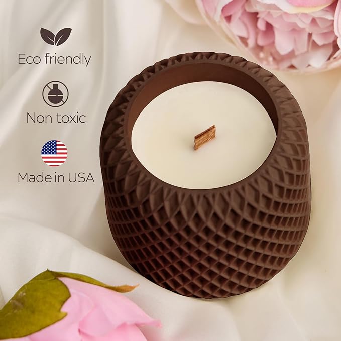 Scented Candles - Luxury Concrete Jar Candle for Home Scented, Soy Wax Candle - Relaxation Gift for Women, Premium Room Décor, Non-Toxic, Great Idea for Gifts (Grounded Coffee)