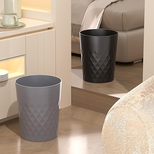 1.8 Gallon Small Trash Can 2 Pack Bathroom Garbage Can Waste Basket Recycling Bin for Dorms Bedrooms Offices Kitchens, Grey