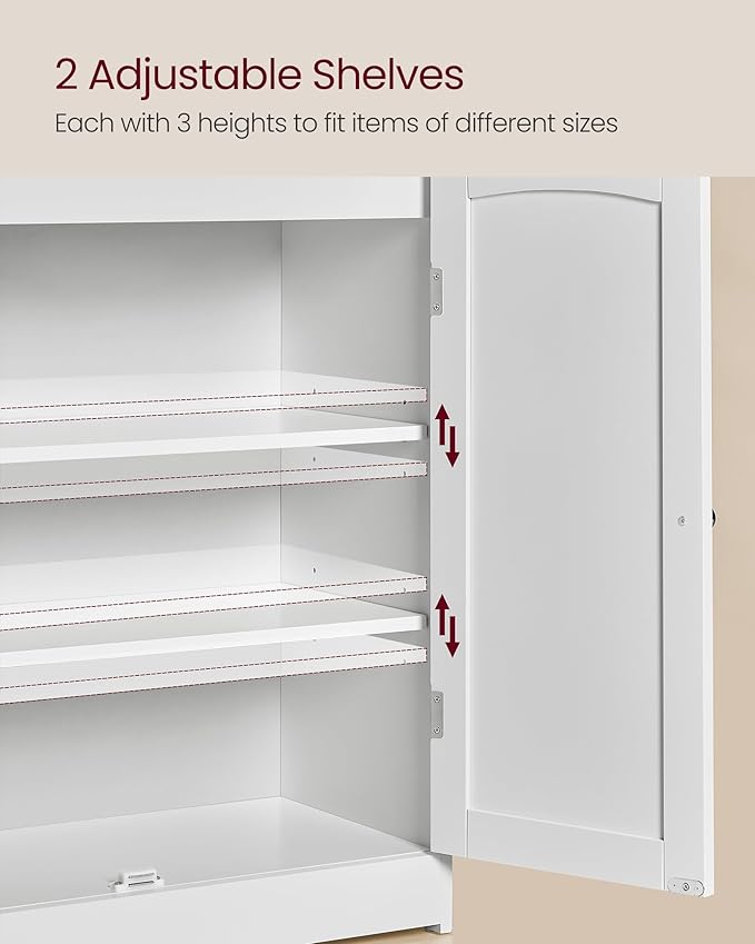 VASAGLE Bathroom Storage Cabinet, Bathroom Floor Cabinet with 2 Doors, 2 Adjustable Shelves, 11.8 x 23.6 x 39.4 Inches, Freestanding, for Dining Room, Kitchen, Living Room, Cloud White UBBC770W01