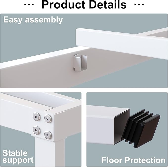 18 Inch Twin Bed Frame Heavy Duty No Box Spring Needed Metal Platform with Maximum Storage, Easy Assembly, Noise Free, White