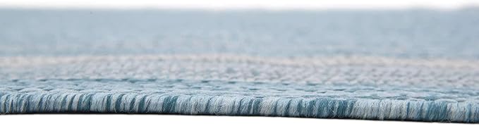 Unique Loom Outdoor Border Collection Area Rug - Soft Border (8' x 11' 4" Rectangle, Aquamarine/ Ivory)