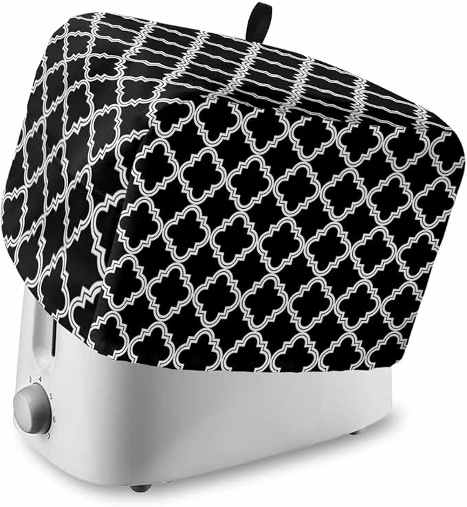 Toaster Cover 4 Slice Moroccan Pattern Toaster Oven Cover with Pockets Geometric Trellis Black Dustproof Bakeware Protector Small Kitchen Appliance Dust Covers and Fingerprint Protection for Women