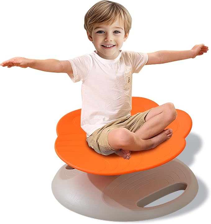 Swivel Chair for Kids, 360° Spinning Seat, Toddler Sit and Spin Chair, Sensory Balance Toys for Children, Autism Sensory Equipment ADHD Perfect for Home Classroom Therapy Centers (Orange)