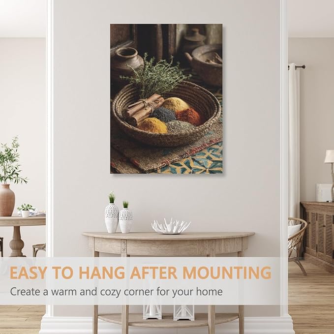 RPSIRVFO Basket Spices Canvas Oil Art Unframed Spices in a woven basket Beautiful decorations for bedrooms living rooms corridors bathrooms and dorm
