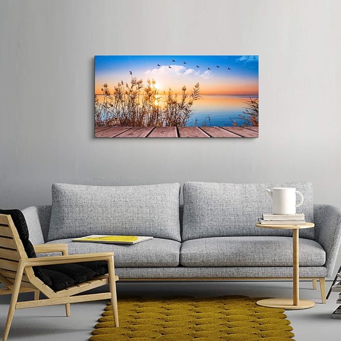 Wall Art for living room Canvas Print Artwork Wall Art Decor Blue ocean waves sun seaview Poster painting bedroom wall decorations Seascape Canvas Prints Picture Office Works Home bathroom wall decor