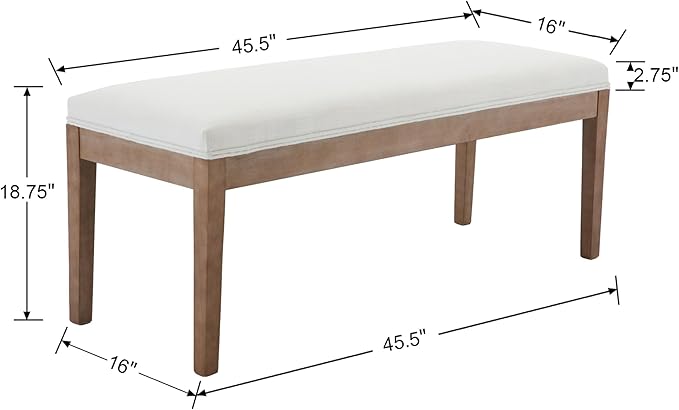 Upholstered Entryway Bench Farmhouse Shoe Benches for Hallway Porch Bedroom Bench for End of Bed Dining Bench for Dining Table Dining Room Kitchen Window with Wood Legs, Linen, Beige