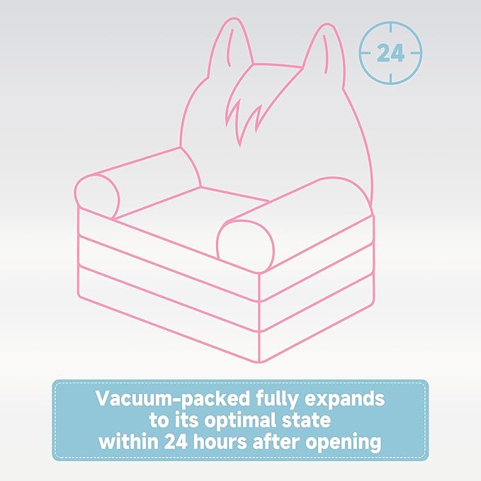 MONKISS Kids Couch, Comfy Toddler Chair, 2 in 1 Fold Out Kids Sofa to Lounger, Baby Sleeper Chair, Toddler Furniture, Birthday Gifts for Boys and Girls, 1~4 Years Old, Cute Cat