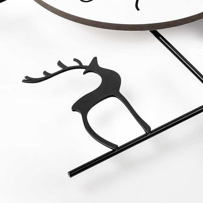 FLEBLE Large Wall Clock for Living Room Decorative Wall Clock Silent Non-Ticking Battery Operated Metal Black Deer Home Decor for Farmhouse Kitchen Bedroom Office and Dinning Room, 14.1x28.3inch