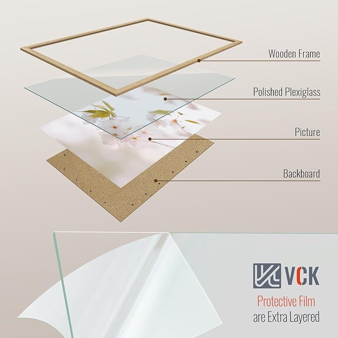 VCK 16x24 Poster Frame Set of 4 - Oak, Gallery-Quality Wood Picture Frames, 1.1-Inch Wide Border, Polished Plexiglass, Vertical or Horizontal Wall Display for Photo/Art/Prints, Natural Oak