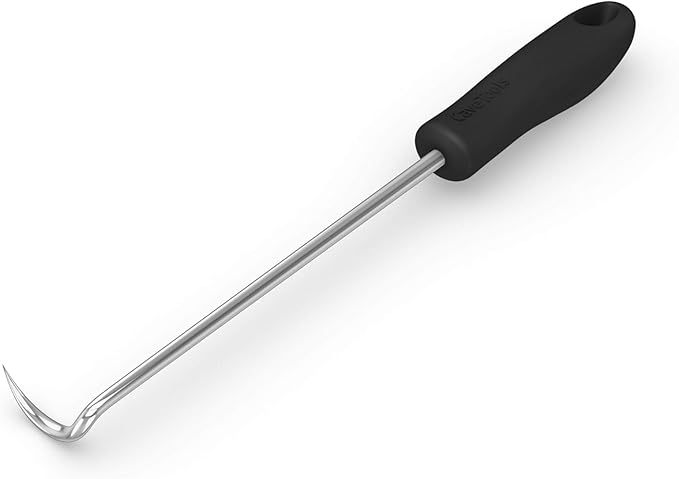 Cave Tools Food Flipper and Meat Hook for Grilling, Flipping, and Turning Vegetables and Meats BBQ Grill and Smoker Accessories, Left-Handed, 12-inch