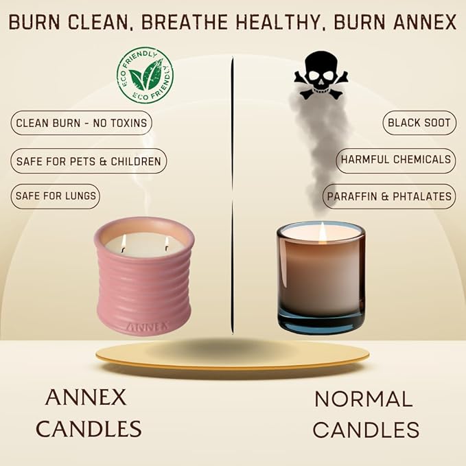 Scented Luxury Candles in Handmade Ceramic Jars, Soy Wax | Canal Rose – Rose Bud & Oud Scented, Large Candle | Non Toxic, 2 Wicks, Reusable Big Pink Jar | Natural Spring Aromatherapy for Women & Men