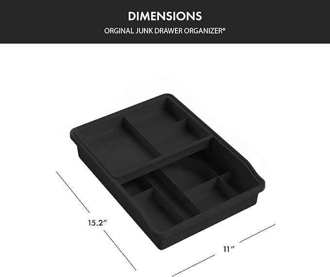 Madesmart 23-Compartment Original Junk Drawer Organizer Tray, Plastic Multipurpose Storage Bin for Drawers, Granite