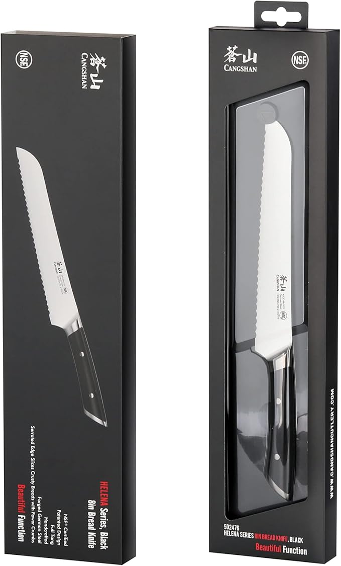 Cangshan HELENA Series 502476 German Steel Forged 8" Bread Knife (Black)