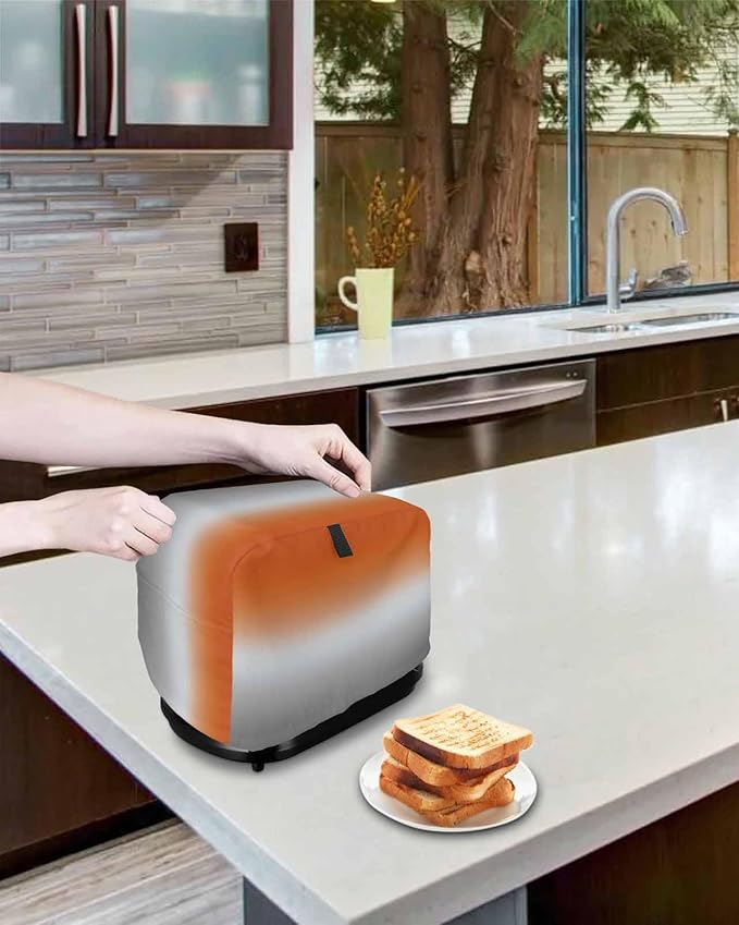 Toaster Cover 2 Slice Orange Grey Ombre Toaster Oven Cover with Pockets Gradient Gradual Color Dustproof Bakeware Protector Small Kitchen Appliance Dust Covers and Fingerprint Protection for Women