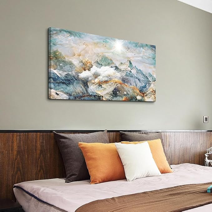 Wapluam Abstract Canvas Wall Art For Living Room Large Wall Decor For Bedroom Office Wall Decor Mountain Landscape Wall Painting Framed Pictures Decor Artwork Farmhouse Home Decorations 20"X40"