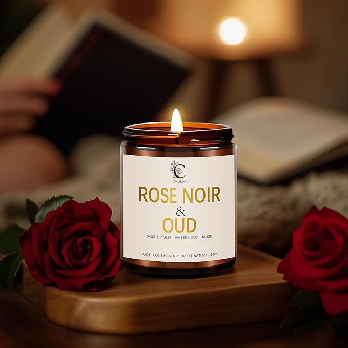 Scented Candles Gift Set, 4 Pack Birthday Candles for Home Scented, Aromatherapy Candles Set for Women Halloween Chirstmas Long Lasting Soy Wax Candles Non Toxic for Her, Rose/Lemon/Gardenia/Noir Oud