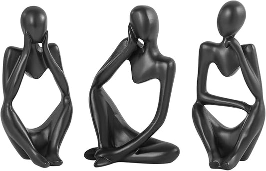 Thinker Statue Gold Decor Abstract Art Sculpture, Golden Resin Collectible Figurines for Home Living Room Office Shelf Decoration,Great Gifts Ideas (Black)