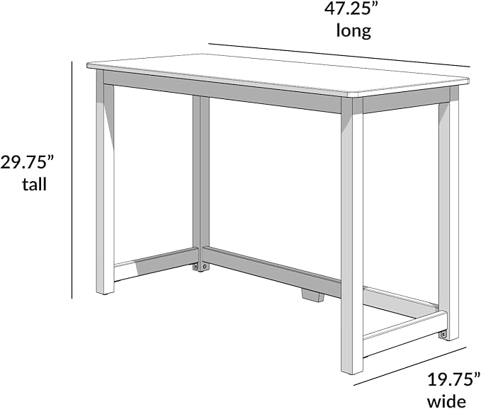 Max & Lily Solid Wood Desk, 47 Inches, Grey
