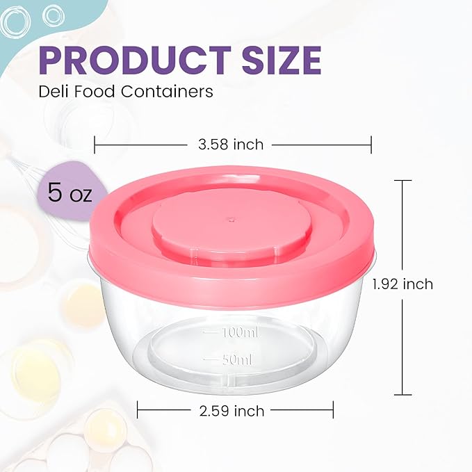 TOFLEN Reusable Small Freezer Containers 5 Oz Plastic Food Storage Containers with Screw On Lids, Leakproof & Airtight, Freezer Safe, Dishwasher Safe, Set of 12 Multicolor
