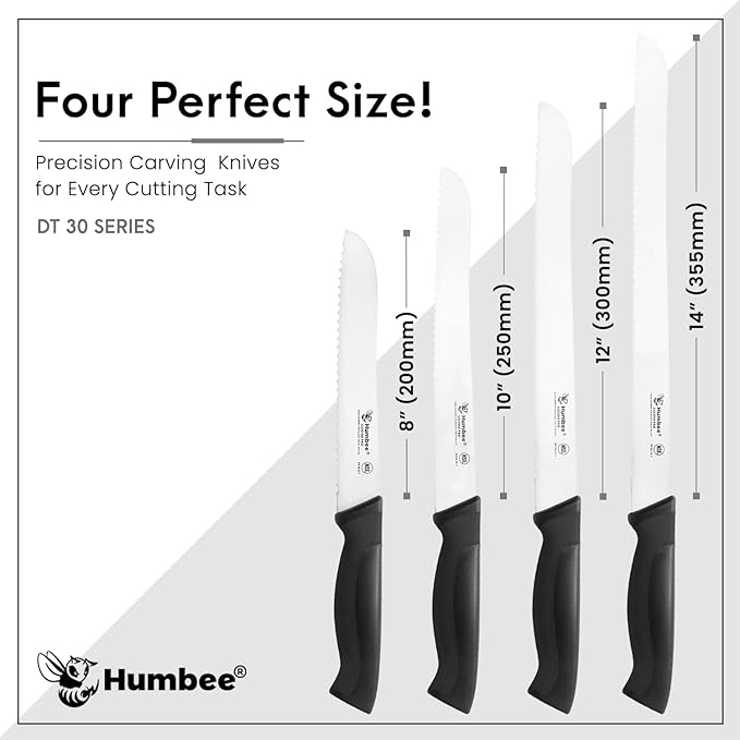 8-Inch Serrated Bread Knife, Premium High Carbon Stainless Steel Blade Knife for Bread with Ergonomic Handle, NSF Certified, DT-30 Series, Black