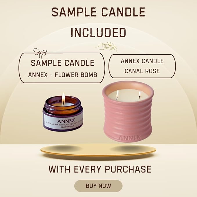 Scented Luxury Candles in Handmade Ceramic Jars, Soy Wax | Canal Rose – Rose Bud & Oud Scented, Large Candle | Non Toxic, 2 Wicks, Reusable Big Pink Jar | Natural Spring Aromatherapy for Women & Men