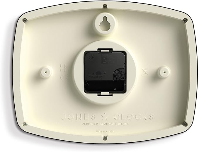 JONES CLOCKS® Movie Wall Clock | Rectangular Retro Clock | 10 inch | Black | Cool mid-Century Designer Look for Kitchen, Living Room or Office