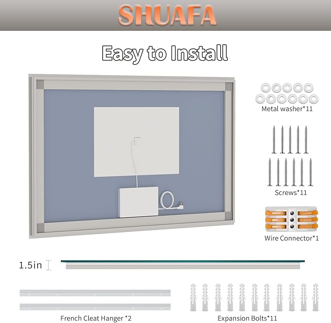 LED Mirror for Bathroom, 57x36 Inch Backlit + Front Lighted Bathroom Vanity Mirror with Lights for Wall, Double Light Strips, 3 Colors, Shatter-Proof, Anti-Fog and Brightness Memory