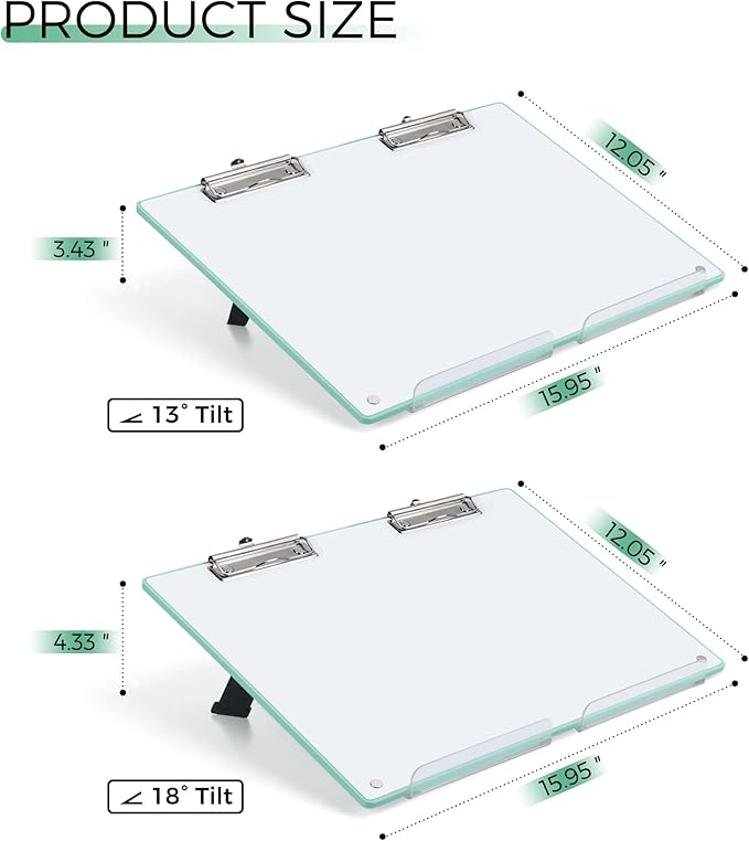 Large A3 Writing Easel Desk Adjustable Dry Erase, Keyboard Stand for Desk, Learning Portable Clipboard Magnetic, White Board Dry Erase Wall Hangable, Slant 18°/13° for Teachers & Students, Mint Frame