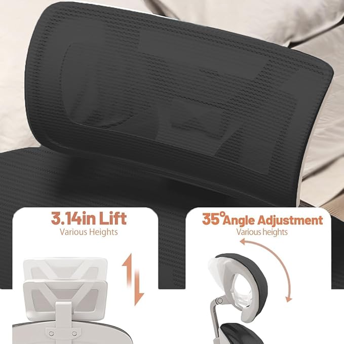 Ergonomic Office Chair Computer Desk Chairs with Flip-up Armrests and Lumbar Support, High Back Mesh Gaming Chairs Rolling Work Swivel Task Chairs with Adjustable Headrest