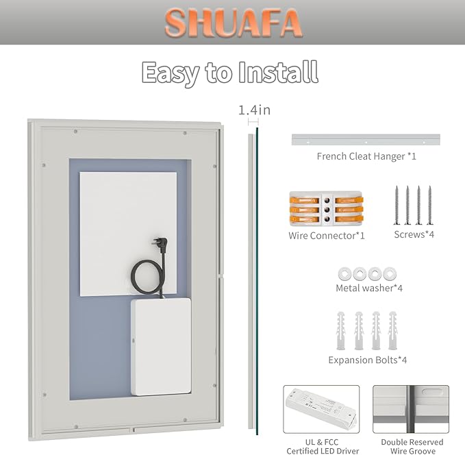 LED Mirror for Bathroom, 24x36 Inch Backlit + Front Lighted Bathroom Vanity Mirror with Lights for Wall, Double Light Strips, 3 Colors, Shatter-Proof, Anti-Fog and Brightness Memory